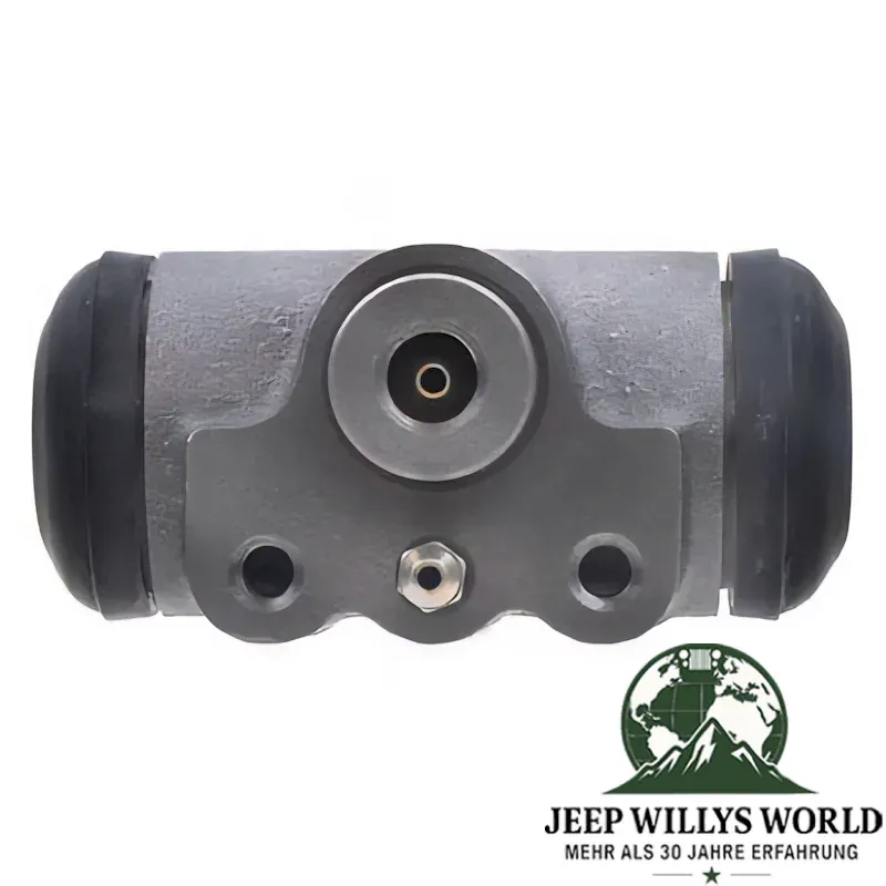 Wheel Brake Cylinder 9" drum brake front left or right Jeep Willys MB M38 CJ2A CJ3A Ford GPW 41-43, pictured from above, connection visable.