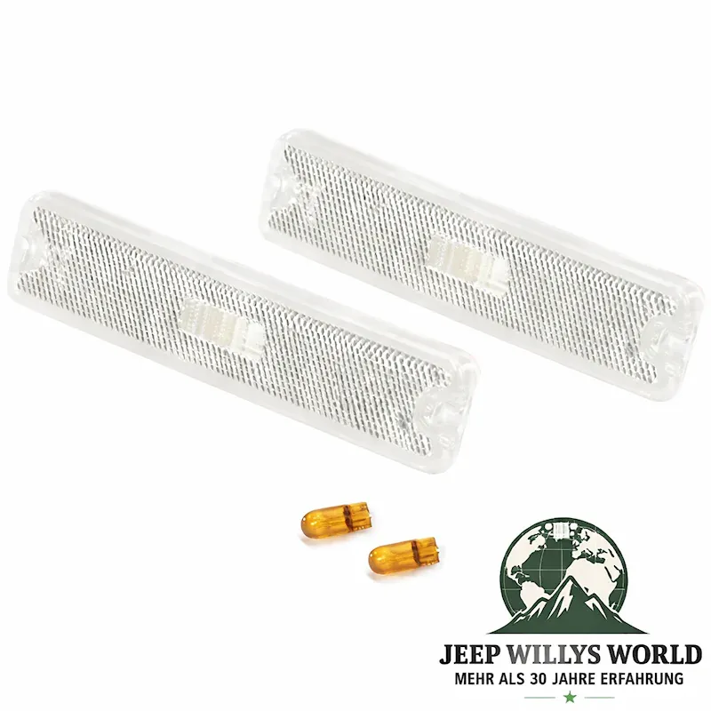 Turn Signal Side Marker Light Lens Pair White Jeep Wrangler 87-95