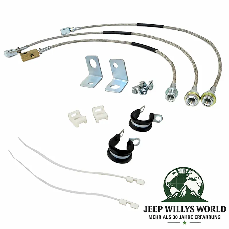 Bremsschläuch Flexschläuch Set Edelstahl bis 6" Jeep Wrangler + Cherokee + Grand Cherokee 84-06