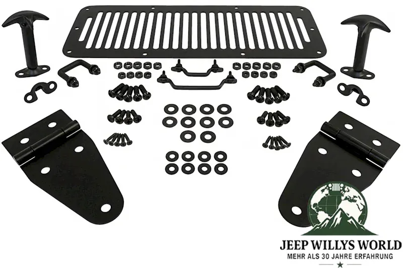 Hood Hinge Kit in Black Stainless CJ + Wrangler YJ year 76-95