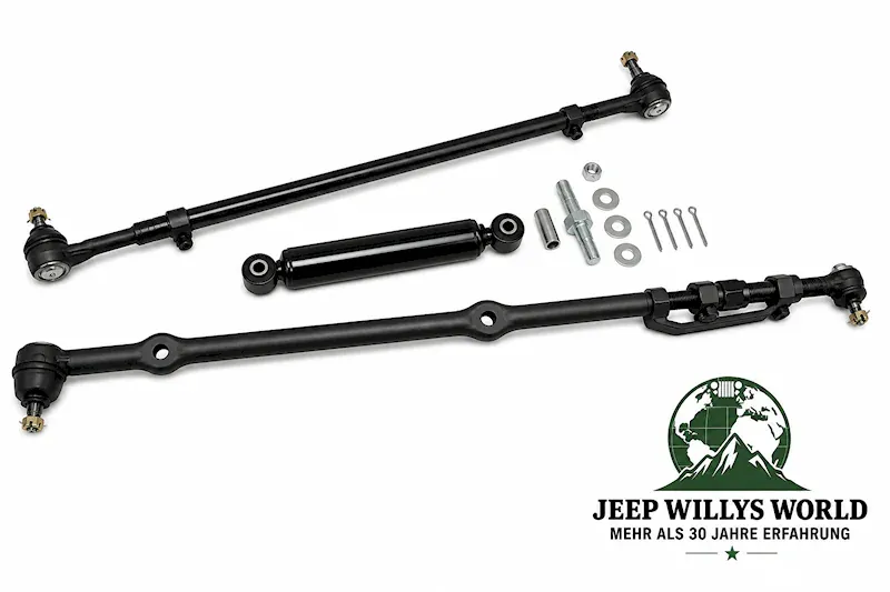 Steering Complete Set Tie Rod + Drag Link + Steering Damper Jeep Wrangler 87-90