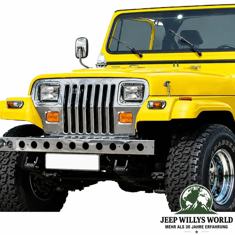 RT Off-Road Radiator Grille Overlay Stainless Steel + Headlight Covers Jeep Wrangler YJ (1987-1995)