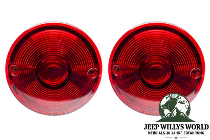 Omix Rückleuchten Paar LED für Willys CJ2A CJ3A CJ3B, Jeep CJ5 CJ6 (1945-1975). Hochwertige Umrüstung. Vorderseite.