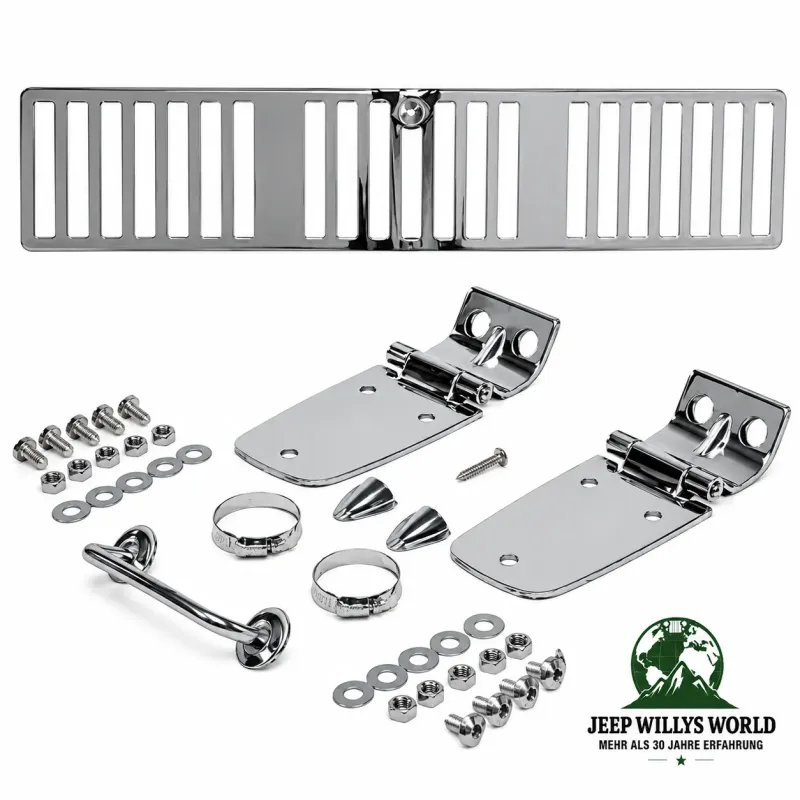 Rugged Ridge Motorhauben Scharnier Set Edelstahl Hochglanzpoliert Jeep Wrangler TJ (1996-1997)