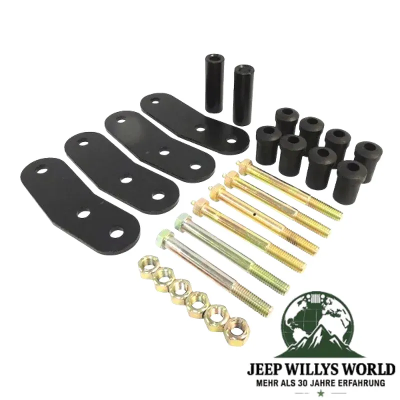 RT Off-Road Blattfeder Federschäkel Paar verstärkt abschmierbar hinten rechts und links + 3/4" Höherlegung Jeep CJ5 CJ7 CJ8 (1976-1986)