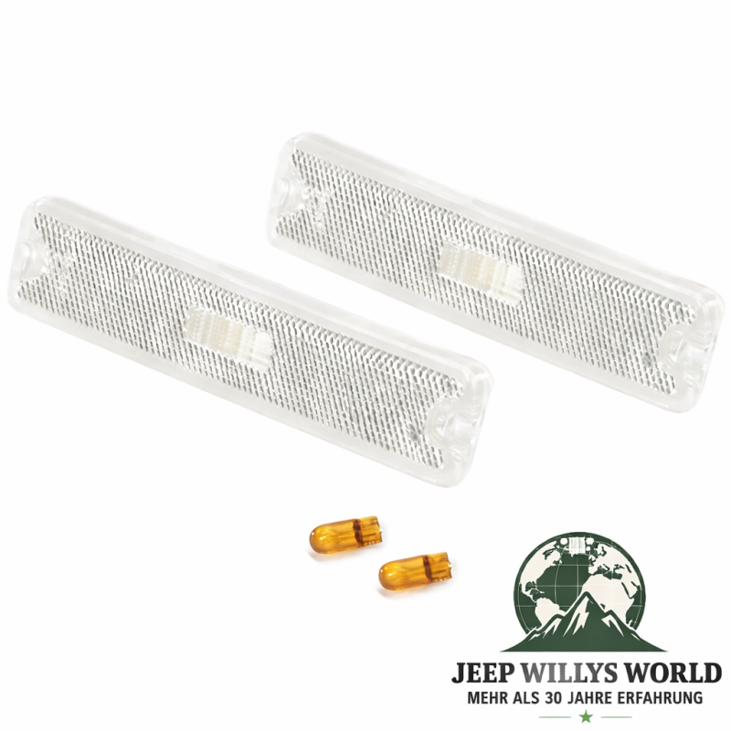 Turn Signal Side Marker Light Lens Pair White Jeep Wrangler 87-95