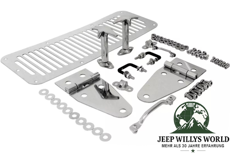 Hood Kit Stainless Steel pollished Jeep CJ Wrangler YJ 76-95
