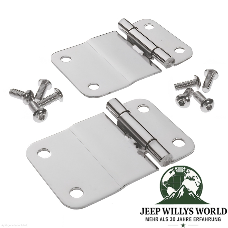 Tailgate Hinge Pair Stainless Steel Jeep CJ 76-86