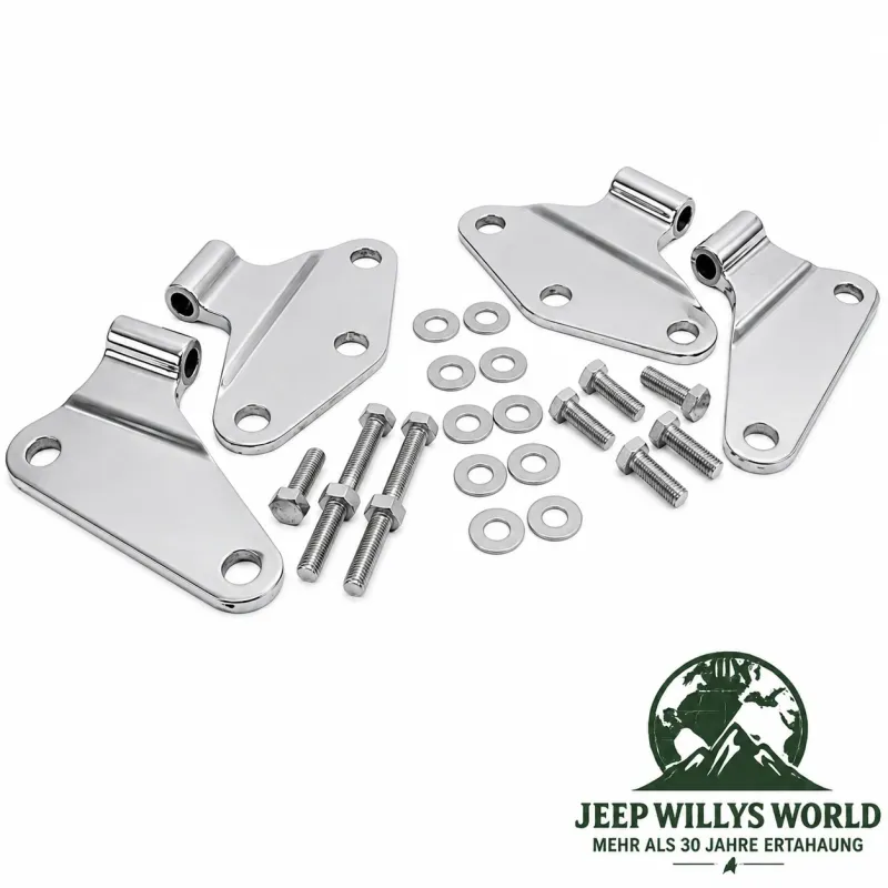 RT Off-Road Door Hinge Set in Stainless Steel Jeep Wrangler 2-doors JK (07-18)