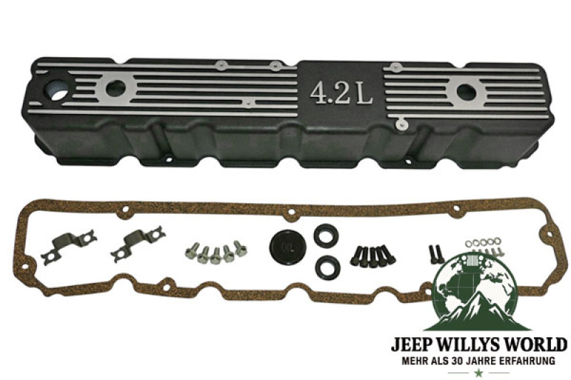 Valve Cover Set Aluminum Black 4,2 L 6 Zyl. Jeep CJ + Wrangler 81-86
