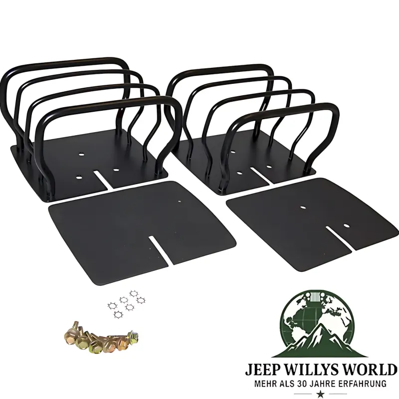 RT Off-Road Tail Light Guards Pair Black powder coated​​​​​​​ Jeep CJ5 CJ7 CJ8, Wrangler YJ TJ (1976-2006) with hardware.