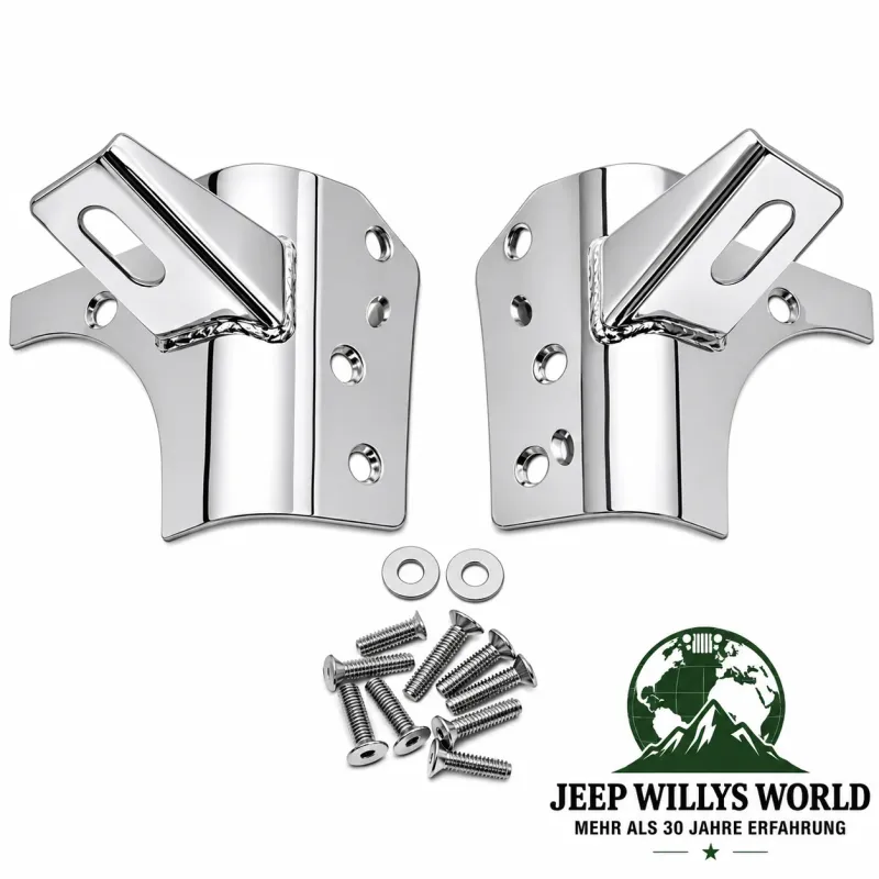 RT Off-Road Scheinwerferhalter Paar Scheibenrahmen Edelstahl hochglanzpoliert Jeep Wrangler TJ (1996-2006)