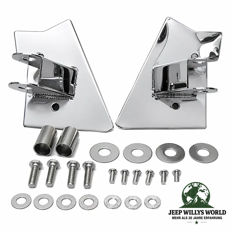 Rugged Ridge Spiegelhalter Paar Edelstahl hochglanzpoliert Jeep Wrangler TJ (1996-2002)