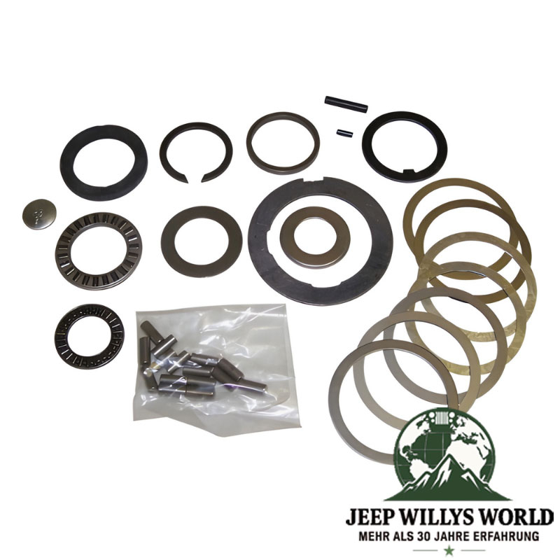 Kleinteile Set, Reparatursatz, Komplett (inkl. Nadellager, Nadeln, Gleitsteine, Spannringe, Scheiben) für T4  Schaltgetriebe. Jeep CJ5 / CJ7 / CJ8 / Cherokee XJ (1982-1986).