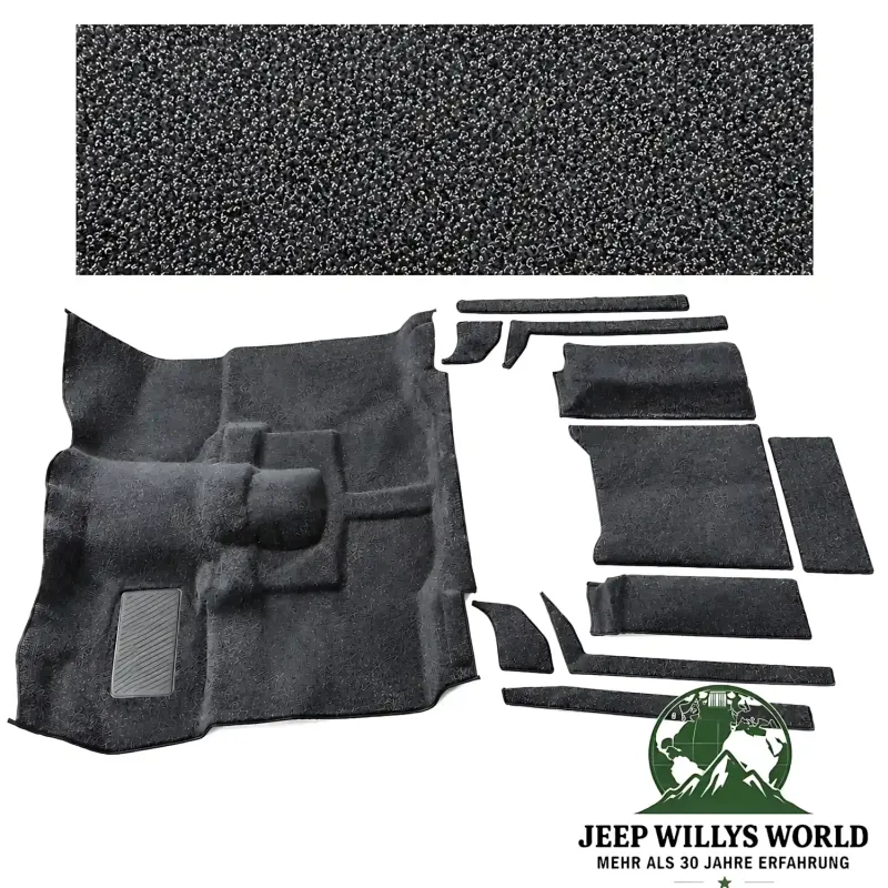 Alle Einzelteile von Auto Custom Carpets Teppich Premium Komplett Set Original Style Schwarz Jeep CJ7 (1976-1986).
