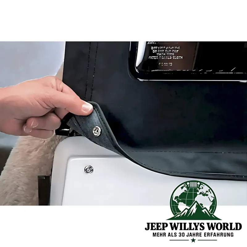 Bestop Tigertop Druckknopf nach oben gefaltet mit Gegenseite an der Karosserie Sichtbar für Jeep CJ7 (76-86).