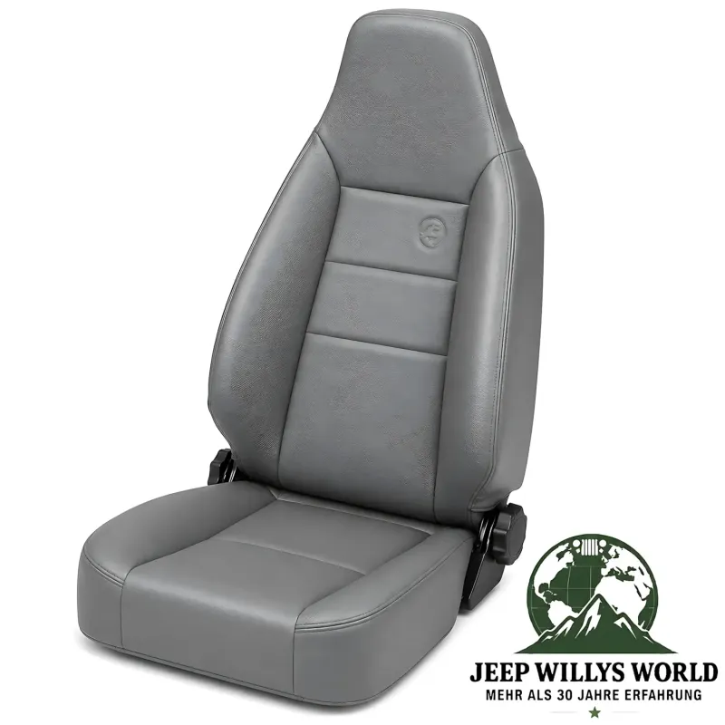 Bestop Komfort Sitz Trailmax II Sport vorne rechts oder links Charcoal Denim Jeep CJ5 CJ7 CJ8 & Wrangler YJ TJ (1976-2006).