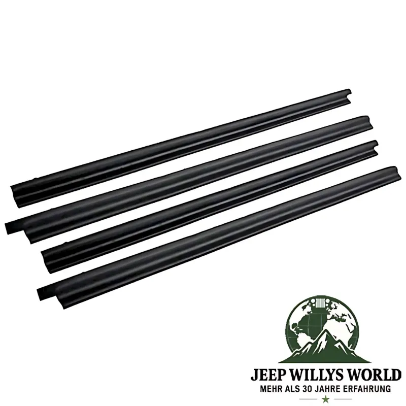 Dichtung 4-teiliges Abstreifer Set außen & innen, links & rechts. Jeep CJ5 CJ7 CJ8, Wrangler YJ (1976-1995).