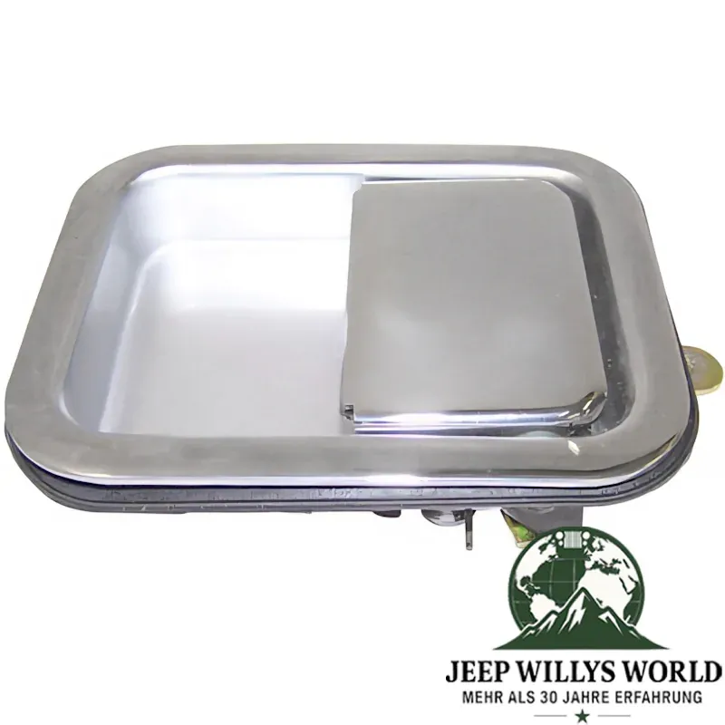 outside door paddle handle, chrome, left. Jeep CJ7 CJ8, Wrangler YJ TJ (1981-2006)