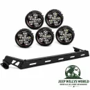 Rugged Ridge Lampenbügel Motorhaube mit 5 LED Scheinwerfer Schwarz Texturiert Jeep Wrangler JK (07-18)