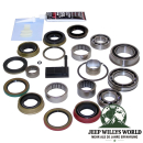Master Reparatur Kit für NP231 Verteilergetriebe inkl. Lager, Dichtungen, Simmerringe, Schaltführungen für Schaltgabeln, RTV Dichtmasse und Filter. Jeep Cherokee XJ / Wrangler YJ / TJ (1987-2006), voller Lieferumfang abgebildet.