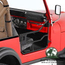 Element Doors Halbtüren HighRock 4x4 Matt Schwarz Bestop, pulverbeschichtet Jeep CJ7 (76-80). montiert Nahansicht.