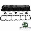 Crown Ventildeckel Set Aluminium schwarz 4,0L Logo Jeep Wrangler YJ TJ / Cherokee XJ / Grand Cherokee ZJ ZG WJ WG (1993-2004)