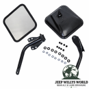 Außenspiegel Set schwarz pulverbeschichtet. Jeep CJ5 CJ6 CJ7 CJ8 / Wrangler YJ / Willys M38A1 (1955-1995).