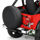 Reserveradhülle Black Denim Jeep CJ5, CJ7, CJ8, Wrangler YJ, TJ, JK (55-18), montiert.