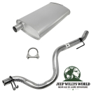 Aluminisiertes Endschalldämpfer und Endrohrbogen Kit für 2,5L oder 4,0L Motor Auspuffanlage. Jeep Wrangler YJ (1987-1992) inkl. Schelle.
