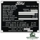 Typenschild Plakete Armaturenbrett Fahrzeug Identifikationsnummer Ford GPW (01.1943-01.1944)