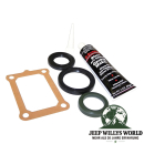 Dichtsatz inkl. Simmerring für Eingang und Ausgang, Dichtung Schaltgehäuse, Dichtring Schalthebel und Dichtmasse AX15 Schaltgetriebe. Jeep Cherokee XJ / Wrangler YJ / TJ / Grand Cherokee ZJ (1988-1999).