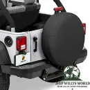 Bestop Reserveradhülle Black Denim 33 inch Jeep CJ5, CJ7, CJ8, Wrangler YJ, TJ, JK (55-18), montiert.