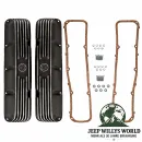 Ventildeckel Paar Aluminium mit OMIX Logo Jeep CJ + Wagoneer SJ 5,0 + 5,9 L 8 Zyl. 72-91