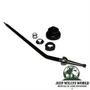 Shift Lever Kit T176, T177 Transmission Jeep CJ (80-86), all included parts pictured (Shift Lever, Spring, Boot, Retainer and Clamp)