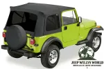 Bestop Supertop with tinted WIndows, Black Denim. Jeep CJ7, Wrangler YJ (1980-1995). Premium quality vinyl softtop.