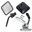 Außenspiegel Set schwarz pulverbeschichtet. Jeep CJ5 CJ6 CJ7 CJ8 / Wrangler YJ / Willys M38A1 (1955-1995).