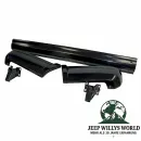 Stoßstangen Set hinten, Stahl schwarz grundiert, mit Stoßstangenecken &  Halterungen. Jeep Cherokee XJ (1997-2001), voller Lieferumfang