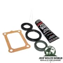 Dichtsatz inkl. Simmerring für Eingang und Ausgang, Dichtung Schaltgehäuse, Dichtring Schalthebel und Dichtmasse AX15 Schaltgetriebe. Jeep Cherokee XJ / Wrangler YJ / TJ / Grand Cherokee ZJ (1988-1999).