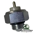 Getriebe- Allradschalter 4WD Dana 300 Quadra-Trac Verteilergetriebe Jeep CJ 80-86, Nahaufnahme von der Seite.