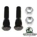 Abgaskrümmer Schrauben und Muttern Set, Flammrohr zu Krümmer für 2,5L oder 4,0L Motor. Jeep Cherokee XJ / Wrangler YJ / TJ / Grand Cherokee ZJ / Comanche MJ (1984-2002). 2x Schraube, 2x Mutter abgebildet.