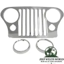 RT Off-Road Kühlergrillblende Edelstahl + Chrom Scheinwetferblenden Scheinwerferringe Jeep CJ5 CJ7 CJ8 (1972-1986)