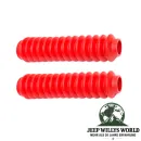 Daystar Stoßdämpfermanschette Paar 2 Stück Universal rot Jeep CJ5 CJ7 CJ8 + Wrangler YJ TJ JK + Cherokee XJ + Grand Cherokee ZJ ZG (1976-2018)
