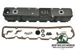 Ventildeckel Set Aluminium Schwarz 4,2 L 6 Zyl. Jeep CJ + Wrangler 81-86