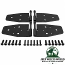 RT Off-Road Türscharnier Set Türhalteset Halb oder Vollstahltüren Edelstahl Schwarz pulverbeschichtet Jeep Wrangler YJ TJ (1987-2006)
