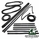 Fairchild Body Seal Master Set 15-pieces with full steel doors Window guide pane Wipers Scrapers Door Seal tailgate seal Window seal rubber seal on window frame Jeep Wrangler YJ (1987-1995)